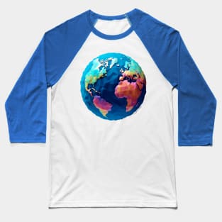 Colorful Planet Earth Baseball T-Shirt